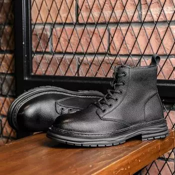 Ботинки Мартин из кожи Desai Autumn, высокие, износостойкие, кожаные ботинки в стиле ретро, с толстой подошвой, увеличивающие высоту, мужские ботинки в британском стиле 40
