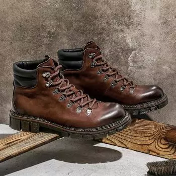 Ботинки Мартин из кожи Desai, британский стиль, ретро, кожаные туфли, мужские, дышащие, универсальные, модные, локомотивные, короткие ботинки 40 хаки