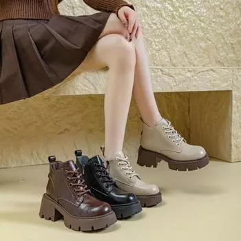 Ботинки Martin из кожи с высоким голенищем 34 чёрный