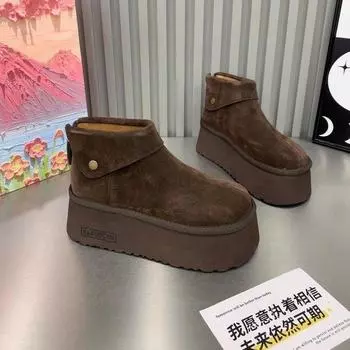 Ботинки Martin из матовой кожи с толстой подошвой женские зимние 2024 года, новые ретро универсальные бархатные высокие короткие ботинки Chelsea 35