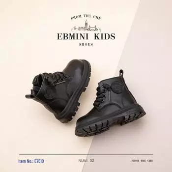 Ботинки Martin из мягкой кожи для девочек EBMINI 2024 осень/зима для малышей Size 19: 14.3cm fit for 13.8cm foot