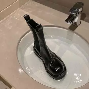 Ботинки Martin из мытой кожи, женские, с толстой подошвой, увеличивающие рост, с круглым носком, средние, с эластичной резинкой, ботинки-сигареты Челси 35