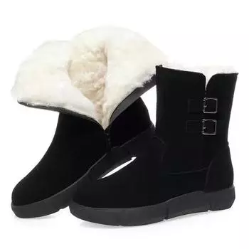 Ботинки Martin из натуральной мягкой кожи, женские короткие ботинки, бархатные зимние ботинки из шерсти и хлопка с плоским дном, нескользящие женские зимние ботинки с толстым каблуком, сохраняющие тепло 35