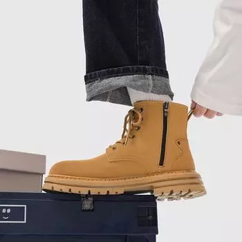 Ботинки Martin Мужская обувь Осенние британские ботинки в стиле ретро Инструментальные ботинки Нескользящие и износостойкие короткие ботинки Desert Big Yellow Boots 38 серый