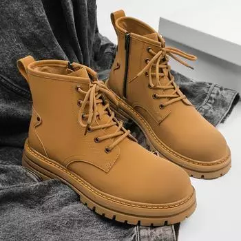 Ботинки Martin Мужская обувь Осенние британские ботинки в стиле ретро Инструментальные ботинки Нескользящие и износостойкие короткие ботинки Desert Big Yellow Boots 38 серый