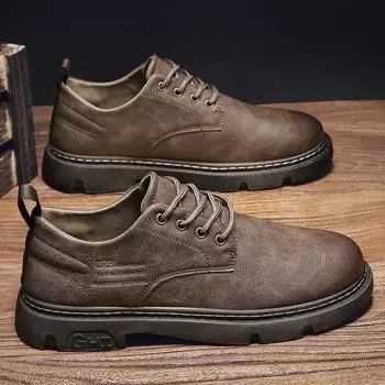 Ботинки Martin мужские 2024 новые черные кожаные туфли модные повседневные рабочие туфли износостойкие весенние и осенние мужские туфли осень и зима дышащие 39 черный коричневый