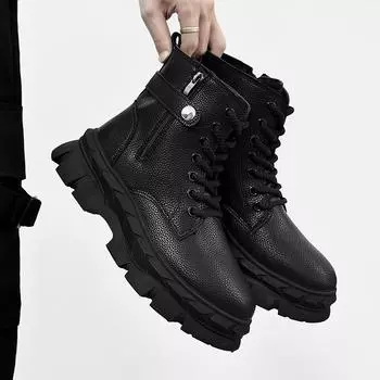 Ботинки Martin мужские ботинки черные локомотивные ботинки высокие кожаные ботинки модные большие размеры инструментальная обувь 2025 осень и зима новые ботинки 39 чёрный