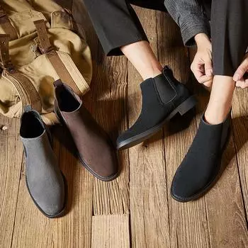 Ботинки Martin, мужские ботинки из натуральной кожи, высокие кожаные туфли в британском стиле, замшевые короткие сапоги со средним верхом, замшевые кожаные ботинки челси с матовым покрытием, мужские 39