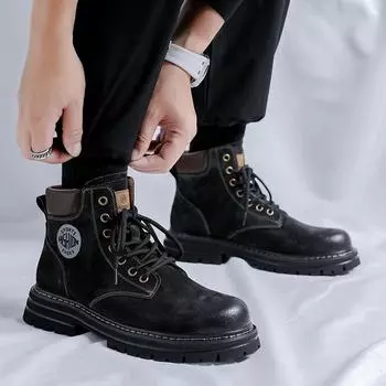 Ботинки Martin мужские ботинки из ревеня ретро старые толстые подошвы высокие рабочие ботинки 44306-J 38 серый