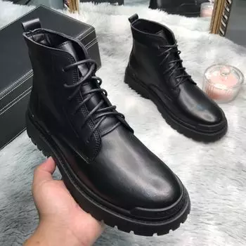 Ботинки Martin мужские британские ботинки Tooling Boots высокие с 6 отверстиями на толстой подошве боевые тренировочные ботинки мужские ботинки мужские M07 38 чёрный