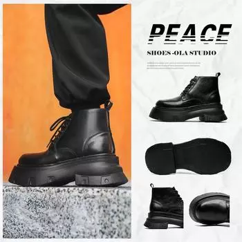 Ботинки Martin мужские британские ветряные локомотивы красивые челси ботинки дышащие высокие кожаные туфли среднего размера 16891-J 38 чёрный