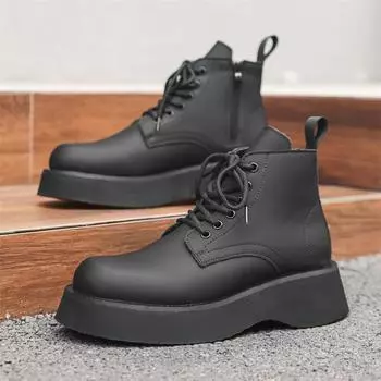 Ботинки Martin мужские черные туфли дерби на платформе высокие кожаные туфли с большим носком 22510-J 38 чёрный