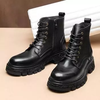 Ботинки Martin мужские из натуральной кожи модные британские ретро высокие кожаные туфли дышащие ботинки из коровьей кожи на платформе 38 коричневый