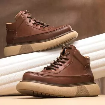 Ботинки Martin мужские из натуральной кожи модные британские ретро высокие кожаные туфли дышащие конские кожаные сапоги с улучшенными характеристиками 38 коричневый