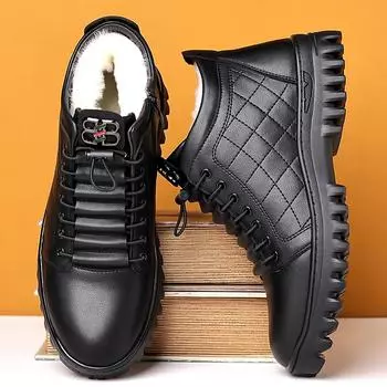 Ботинки Martin мужские короткие ботинки из мягкой кожи с круглым носком кожаные ботинки среднего размера мужские ботинки ретро ботинки мужские шерстяные хлопковые ботинки в британском стиле cott 38 чёрный