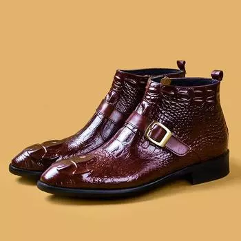 Ботинки Martin мужские кожаные ботинки из крокодиловой кожи с высоким берцем, британские кожаные ботинки на молнии 39