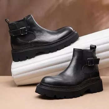 Ботинки Martin мужские кожаные на толстой подошве с увеличенным голенищем ретро-ботинки мужские кожаные ботинки повседневные ботинки челси 38 коричневый