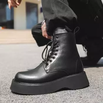 Ботинки Martin мужские кожаные туфли на платформе с высоким берцем новые кожаные ботинки британские ретро-ботинки в стиле локомотива 23411-J 38 чёрный