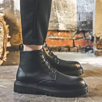 Ботинки Martin мужские кожаные высокие ботинки в британском стиле с толстой подошвой и средним голенищем 12511-J 38