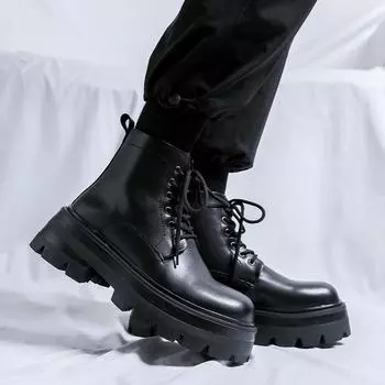 Ботинки Martin мужские на толстой подошве с высоким голенищем в британском стиле, зимние бархатные, высокие, короткие, 66621-P 38 чёрный