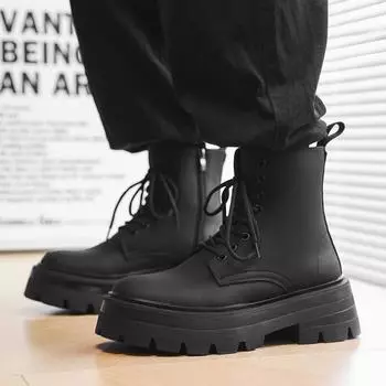 Ботинки Martin мужские на толстой подошве с утолщением, британский стиль, зимние бархатные сапоги Locomotive, сапоги Rhubarb 55521-P 38 чёрный