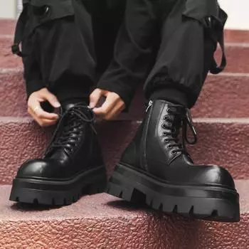 Ботинки Martin мужские на толстой подошве с эффектом роста ревеня сапоги ретро старый бархат высокие короткие сапоги 44306-A 38