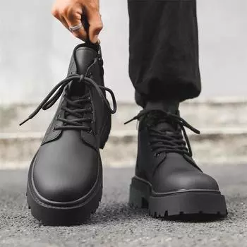 Ботинки Martin мужские, низкие, в стиле ретро, с большим голенищем, в британском стиле, с высоким берцем, на толстой подошве, с утолщением, 9055-J 38 чёрный