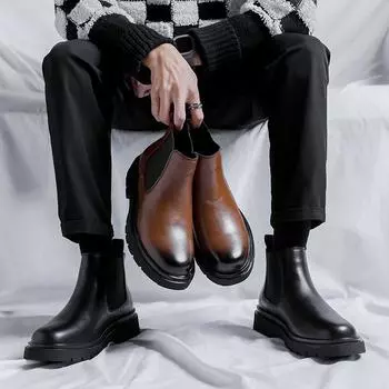 Ботинки Martin мужские, низкие, в стиле ретро, с большим голенищем, в британском стиле, с высоким берцем, на толстой подошве, с утолщением, 9055-J 38 чёрный