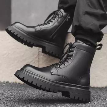 Ботинки Martin мужские новые высокие ботинки в британском стиле кожаные ботинки с увеличенным голенищем короткие ботинки Chelsea 2848-J 38 чёрный