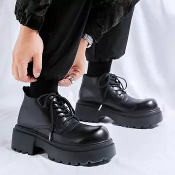 Ботинки Martin мужские осенне-зимние кожаные туфли средней высоты на платформе с высоким берцем, британские короткие ботинки Locomotive Tooling 18955-R 38 чёрный