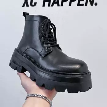 Ботинки Martin мужские осенние ботинки высокие ботинки из ревеня мужские ботинки на молнии в стиле ретро с толстой подошвой 666-J 38 чёрный