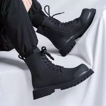 Ботинки Martin мужские осенние британские ретро-ботинки с большим голенищем из кожи купить и оплатить высокие десантные ботинки 26223-J 38