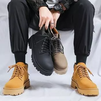 Ботинки Martin мужские осенние британские сапоги в стиле ретро из ревеня, повседневные, с толстой подошвой, с высоким голенищем 66591-J 38 хаки