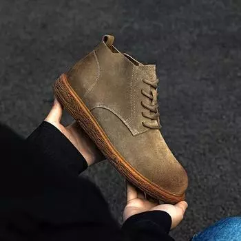 Ботинки Martin мужские осенние кожаные полусапожки средней высоты из натуральной кожи в британском стиле в стиле ретро с тулингом из ревеня 38 коричневый