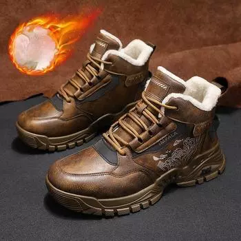 Ботинки Martin мужские осенние молодежные повседневные модные универсальные кожаные износостойкие рабочие страховые высокие трендовые туфли 39 коричневый