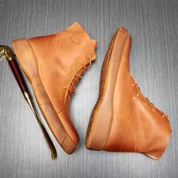 Ботинки мужские среднего размера из ревеня, мужские кожаные ботинки в британском стиле, высокие кожаные ботинки, мужские ботинки из натуральной кожи, пустынные ботинки 38