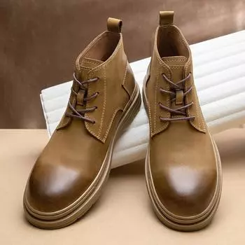 Ботинки Martin мужские в британском стиле черные на платформе рабочие ботинки деловые туфли на каждый день высокие кожаные туфли из кожи Tide 38 хаки