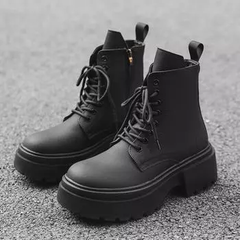 Ботинки Martin мужские в британском стиле с высоким голенищем из кожи Новые локомотивные ботинки, кожаные ботинки для увеличения высоты 30366-J 38 чёрный