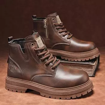 Ботинки Martin мужские весенние британские ретро американские повседневные кожаные туфли водонепроницаемые и нескользящие на толстой подошве высокие ботинки для локомотивов 39 коричневый