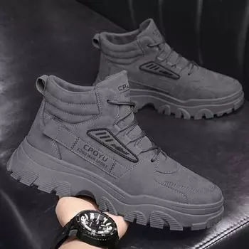 Ботинки Martin мужские, весенние, высокие, водонепроницаемые и нескользящие, рабочие, защитные, рабочие ботинки, походные ботинки на толстой подошве, увеличивающие рост 39 чёрный