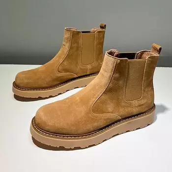 Ботинки Martin мужские высокие 2024 новые кожаные ботинки на толстой подошве большие желтые мужские кожаные ботинки британские ретро-ботинки для сигарет 38 жёлтый