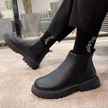 Ботинки Martin мужские высокие ботинки челси в британском стиле Туфли-инструменты зимние бархатные ботинки кожаные мужские ботинки 39