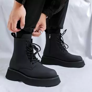 Ботинки Martin мужские высокие ботинки в британском стиле новые осенние кожаные туфли с увеличенным голенищем короткие ботинки Chelsea 22310-R 38 чёрный