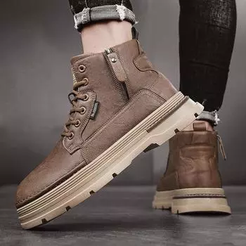 Ботинки Martin мужские высокие осенние на толстой подошве с нескользящей рабочей страховкой кожаные ботинки мужские тактические боевые ботинки для альпинизма 39