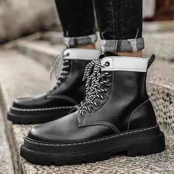 Ботинки Martin мужские высокие в британском стиле черные локомотивные ботинки с эффектом ретро на шнуровке короткие мужские ботинки 39
