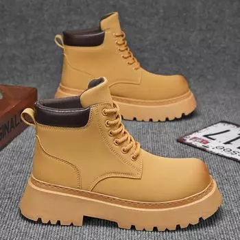 Ботинки Martin мужские высокие зимние британские стиль американские ретро мужские повседневные кожаные туфли усиливающие водонепроницаемость инструменты ревеневые ботинки 39 хаки