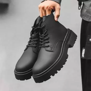 Ботинки Martin мужские, зимние, бархатные, с толстой подошвой, с высоким голенищем, в стиле ретро, короткие, мужские, с высоким голенищем 22727-R 38 чёрный