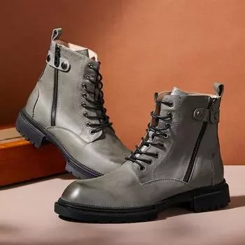 Ботинки Martin мужские зимние бархатные высокие ботинки повседневные рабочие ботинки британские кожаные мужские ботинки кожаные ботинки 38 серебряный