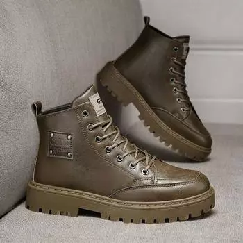 Ботинки Martin мужские зимние высокие повседневные кожаные ботинки в британском стиле черные кожаные ботинки локомотив грязезащитные рабочие ботинки 39 коричневый