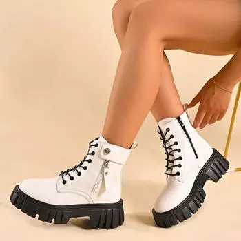 Ботинки Martin на платформе в британском стиле, осенне-зимние, новые, короткие, в стиле ретро, водонепроницаемые, модные, одинарные, белые ботинки 35 белый